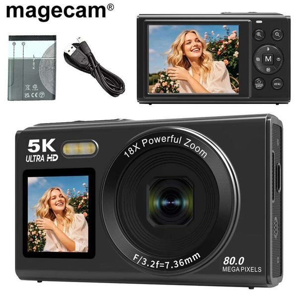 Magecam Retro 5K 80MP 18X Digital Zoom Dual IPS Screen Compact Camera WIFI Vintage Vlog Video Recorder for Photography J260618