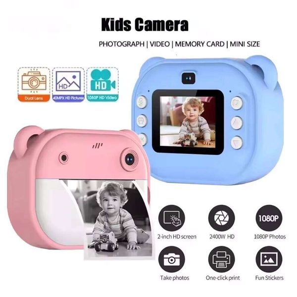 Children Instant Mini Digital Video Camera for Kids 1080P Screen Print Thermal Paper +32G Memory Card J260618