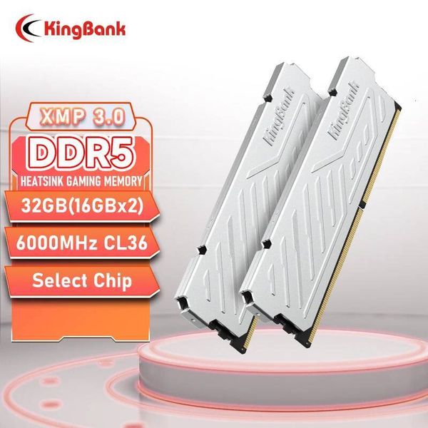 KingBank KJXS DDR5 SILVER HEATSINK SERIES 16GB 1ram or 16GBx2 6000MHz 2rams CL36 Dual Channel Kit High-Speed Computer RAM