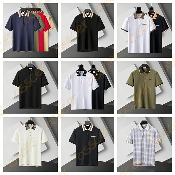 mens polo t shirt Solid-color polo shirt for men fashion business casual Shirts Jacquard knitted crew-neck short-sleeved shirt collar shirt