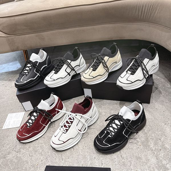 2026 Men Women Knit Sock Sneakers Designer Casual Shoes Suede Leather Running S…