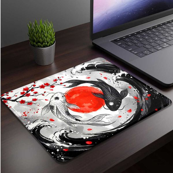 Style Ink-wash Koi Fish Deskmat Mause Pad for Mouse Mats Computer Offices Mouspad Mousepad Speed Desktop Mat Office Accessories D260618