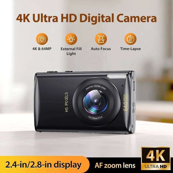 4K 64MP Auto Focus Digital Fill Light Time-Lapse Compact Camera, 2.8" Screen Point and Shoot Camera for Beginners Teens J260618