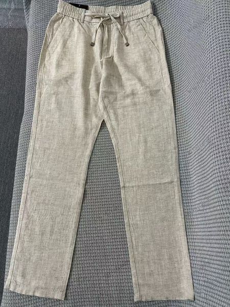 Linen Pants Men's Jogger Sweatpants with Drawstring&Pockets-Outdoor Casual Trousers-North American High Street Style,ankle pants.