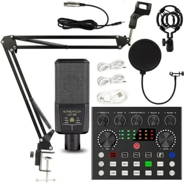2026 New Microphones Karaoke Live Sound Audio Card Kit Professional Podcast Home outdoor Studio Recording Equipment Set Microphone For Laptop PC Cellphone Confe 4H