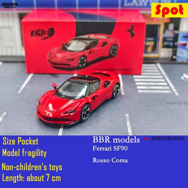 BBR 164 Scale Ferrari SF90 Rosso Corsa Red Alloy Diecast Car Model - Sports Racing Vehicle Collectible Toy Gift Y260617HMLT