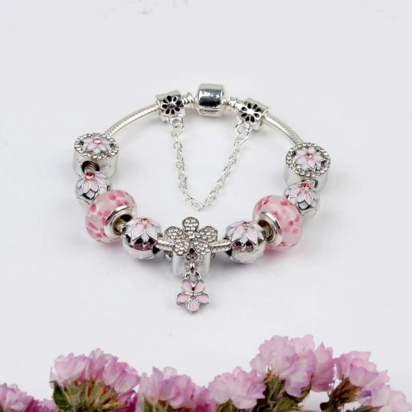 New Daisy Beaded Bracelet For Women, Fresh Snake Chain Char…
