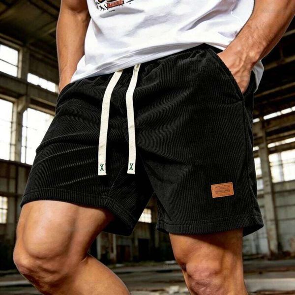 DHgate Men's Corduroy Joggers Summer Sports Loose Elastic Waist Drawstring Breathable Gym Fitness Running Athletic Shorts sold by DHgate