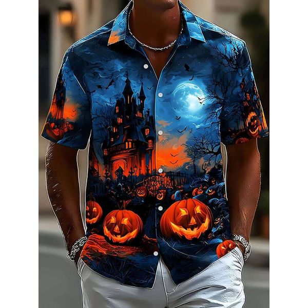 Halloween-Themed Short-Sleeve Shirt: A collared, short-sleeve design perfect for everyday wear and special events.