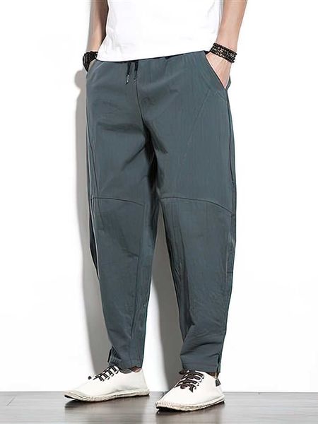 Cotton Linen Pants Men 100 Baggy Casual Trousers Male Walking Wide leg Loose Sweatpants Chinese Summer Jogger Pants 2025 New