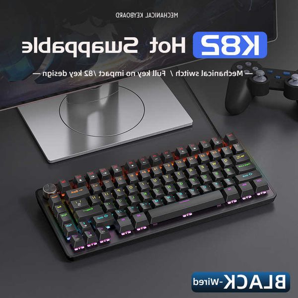 Mechanical 75 Keyboard Wired with Media Knob APAYADO Black Gaming KeyboardHot-SwapABS Cap Transparent Character Backlighting D260621