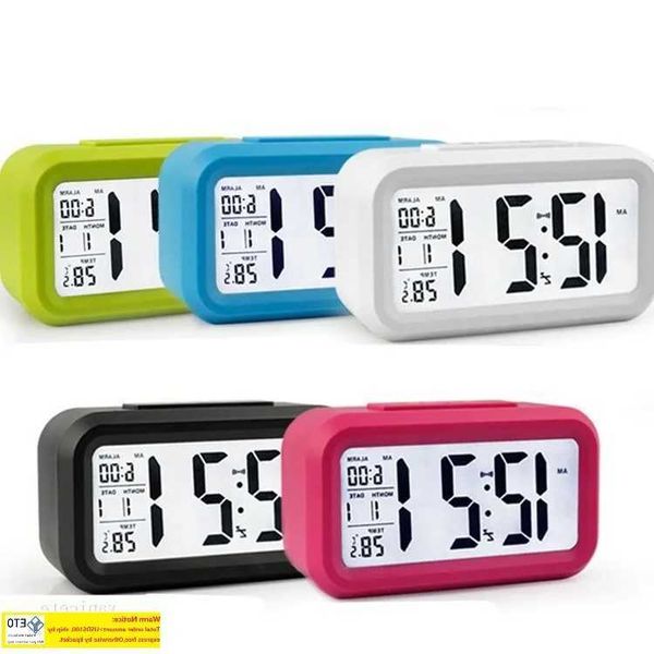 Sensor Table Clock Nightlight Smart Digital Alarm Clock With Temperature Thermometer Silent Desk Bedside Wake Up Snooze LL S260621