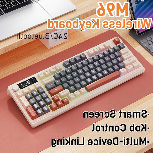 M96 FreeWolf Wireless Keyboard with ScreenGaming Keyboard Bluetooth Dual-Mode ConnectionMulti-Device LinkingErgonomic D260621