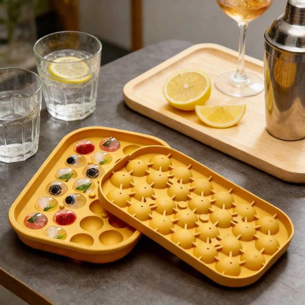 Silicone Ice Grid Ball Ice Cubes Mold With Cover Ice Storage Box Easy To Demould Ice Making Bar Home Party Kitchen Tool C260622
