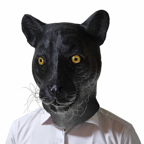 Panther Black Leopard Mask Full Head Latex Animal Fancy Dress Halloween Masks for Party Costumes L26