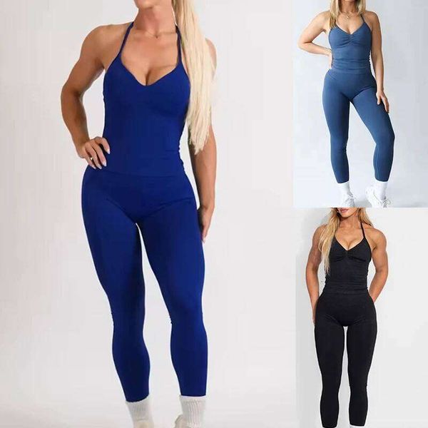 1DF-Y 2 Pieces Leggings Women Backless Tank Tops High Waist Scrunch Gym Suit Fitness Clothes Outfit Yoga Set J260622