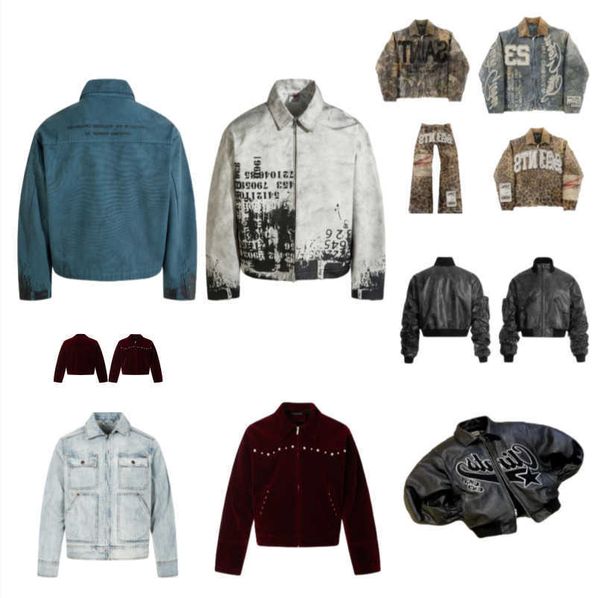 Jackets Men's Strtwear Vintage Camouflage Jacket Y2K Clothing dded Men's Distressed Baggy Coats Water-washed Black And Red Suede Multi-pocket Pilot Jacket L26