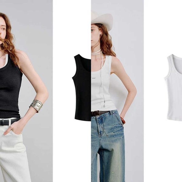 Tops TOYOUTH Women 2026 Tank Spring New Soft Smooth Non-Irritating U-Neck Slim Fit Cropped Stretch Layering Tops