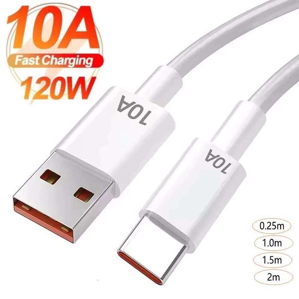 120W 10A USB to Type C 0.3/1M/1.5M/2M Super Fast Charging Cable Android Huawei P30 Honor Data Cord For Xiaomi Redmi