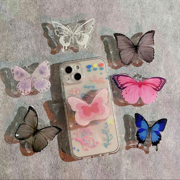 Spring Dream Butterfly Self-Adhesive Airbag Phone Stand, Universal Grip Holder Fits iPhone, Ideal for Binge-Watching