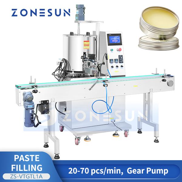 ZONESUN ZS-VTGTL1A Automatic Heated Stirring Paste Filling Machine Servo Gear Pump Filler for Cream Honey Balm Wax Cosmetic Packaging Equipment