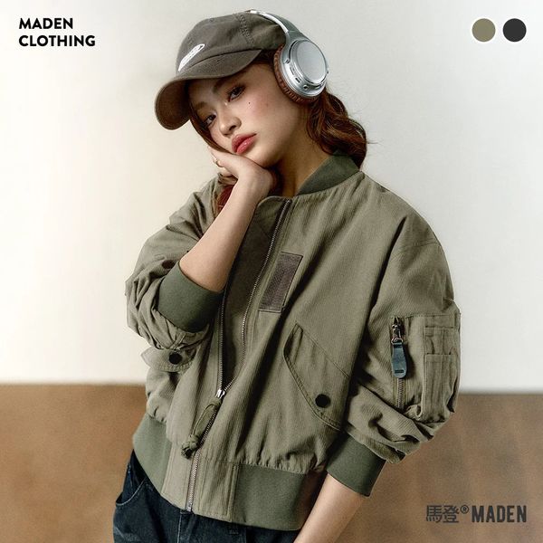 Maden Womens Bomber Jacket MA1 Winter Fashion Streetwear Retro Varsity Jacket thick Vintage High Quality Cotton Coat 260622