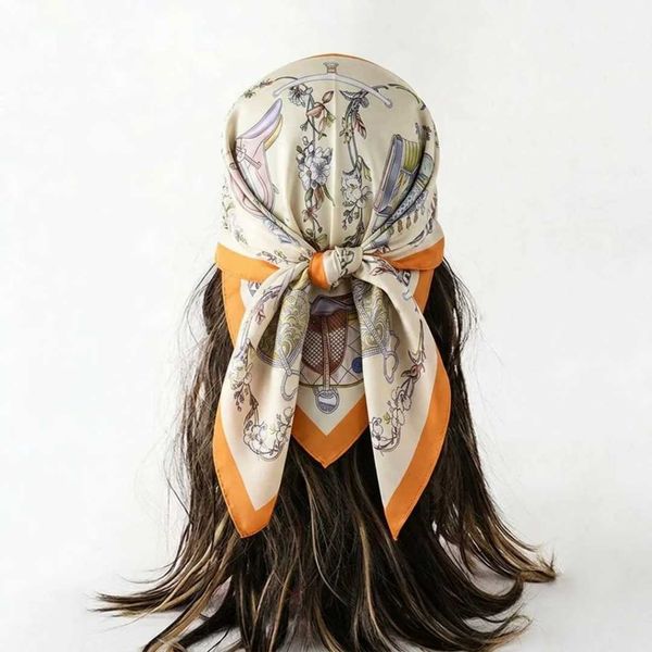 Womens Silk Scarf Turban Female Hijab Print Headscarf — compare prices at CompareOffers
