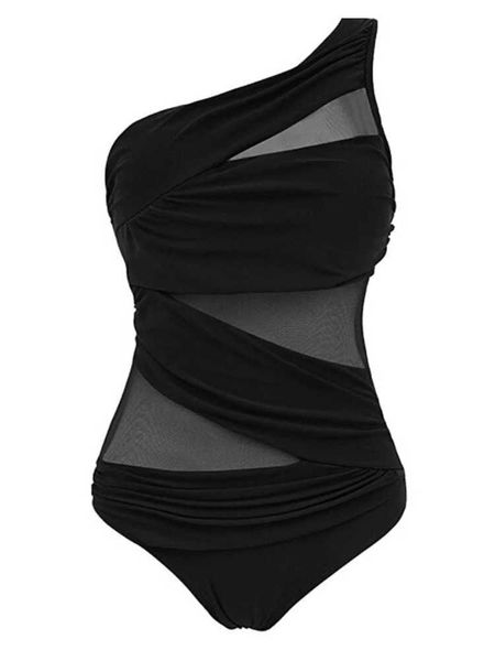 Women Fashion Bodysuit Bikini Biquini Summer Swimwear Mesh Bandage Cut Out Sveless Bathing Suits Sexy Thong Swimsuits L26