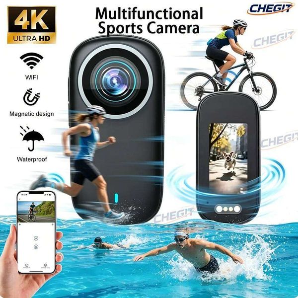 4K WiFi Mini Sports Camera, Portable Thumb Bodycam Wide Angle Cam, Waterproof Dustproof Action Camera for Bike Outdoor Use