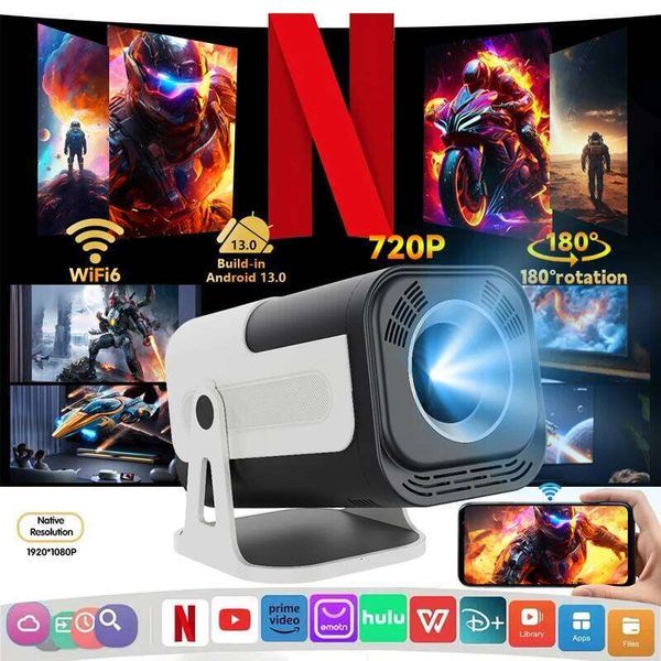 HY320 Mini | 4K Android 13 Projector Native 720P 390 ANSI Lumens Dual Wi-Fi 6 BT 5.0 1920*720P Cinema Portable Proje 26Y0623