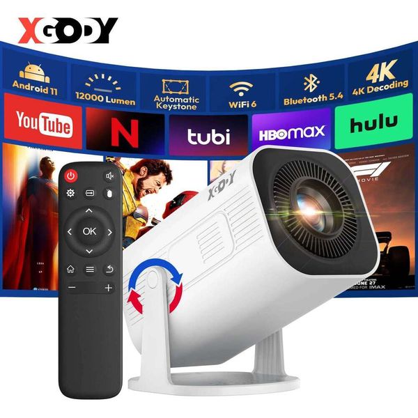 XGODY 4K 1080p LED Projector with 12000 Lumen Brightness, WiFi 6 BT 5.0 Portable Home Theater System for entertainment 26Y0623