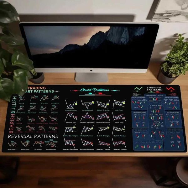 Hot Chart Pattern Mouse Pad for Stock Market Forex Bitcoin Trader Desk Pad Investor Gift Candlestick Pattern Art Keyboard Mat L26