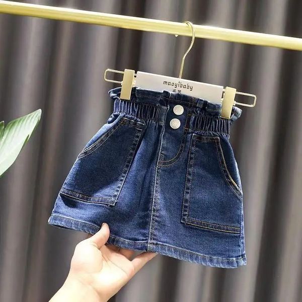 2025 Summer Girls Casual Jeans Denim Skirt with Button Pocket