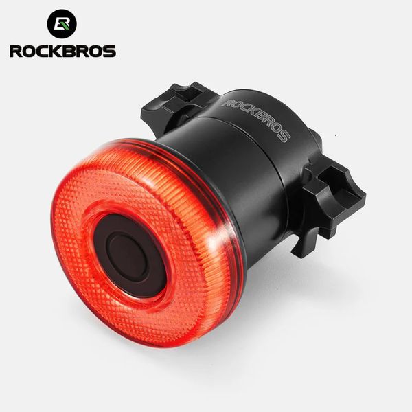 ROCKBROS Cycling Tail Light Smart Brake Waterproof Aluminum Bicycle Smart Tail Light Type-C Charging MTB Road Bike Accessories 260624