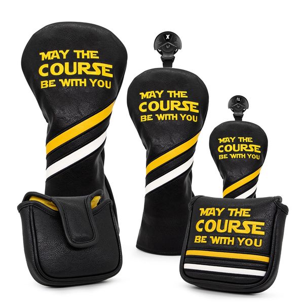 Golf Headcovers Golf Driver Head Cover Embroidery Premium Leather Driver Fairway Wood Hybrid with Number Tags Mallet 260623