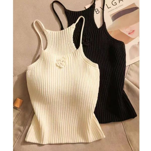 Women'S Apricot Colored Knitted Camisole Women'S Sleeveless Camisole For Daily Wear Suitable For Inner Outer Wear Slim Fit Design The Figure Unique Trendy Short Top