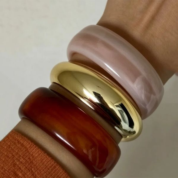 3 Pcs Boho Colorful Resin Acrylic Wide Bracelets for Women Vintage Stackable Round Chunky Bangle Trendy Daily Party Jewelry Gift 260623