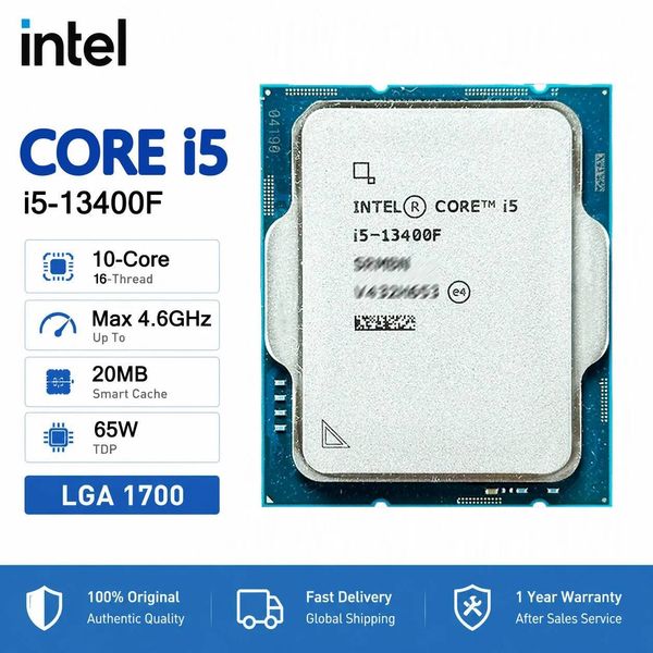 Intel Core New i5-13400F CPU i5-3400F 25 GHz Ten cores - sixteen threads 10NM L320M 65W LGA 1700 but no fan