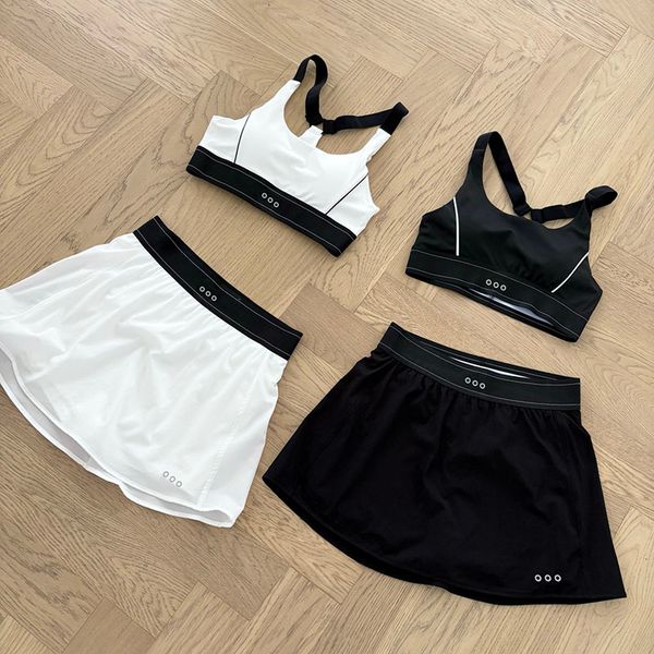 Brand Women Padded Vests Mini Skirts Outfits Contrast Colour Tanks Elastic Short Skirt Set Summer Breathable Sporty Casual Skirts