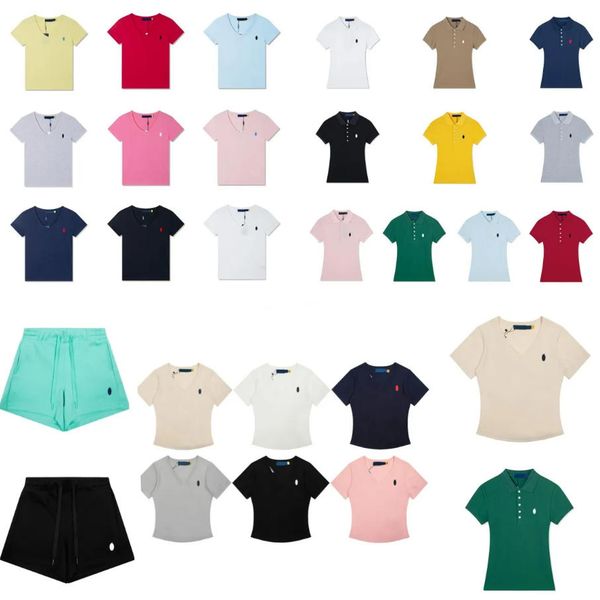 Women's T Shirts Women Luxury Cotton T-shirts V-Neck Slim Fit Short Sleeve Tops Tee Elegant Casual Basic T-Shirt Shorts Set