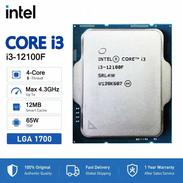 12100F Intel Core i3 New CPU i3-12100F 33 GHz 4-Core 8-Thread 65W LGA 1700 but no fan