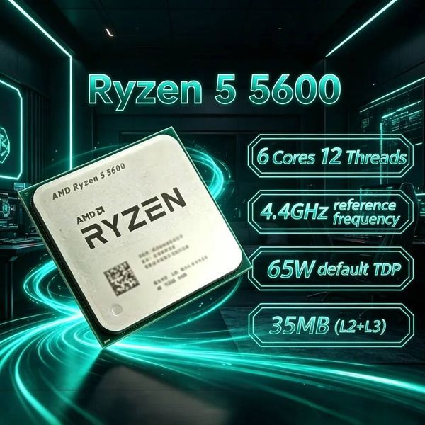 AMD Ryzen 5 5600 Fast Unlocked CPU 6C12T 35GHz Premium Desktop Chip AM4 Socket No Retail Box