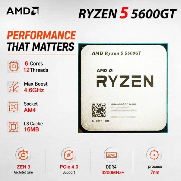 5600GT R5 CPU AMD New Ryzen 5 5600GT 36GHz Six-Core Twelve-Thread 65W L316M 100-000001488 Socket AM4 but no fan
