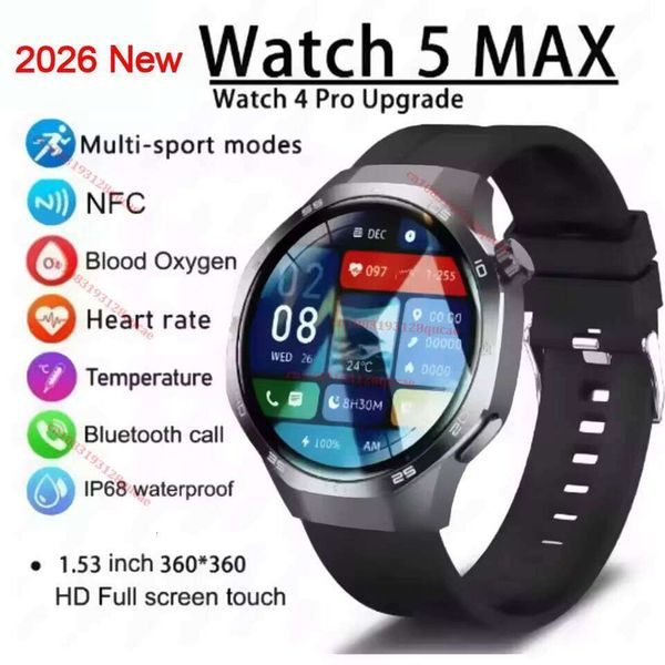 2026 5 Pro GPS Tracker Smart Watch Men 360*360 AMOLED Screen NFC BT Call Waterproof Health Monitor Man Smartwatches 26L0624