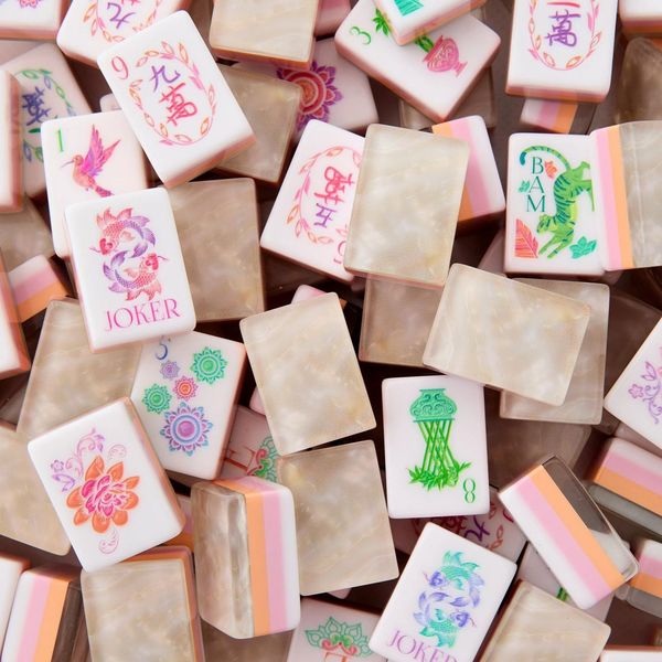 Acrylic American Mahjong Game Set Engraving Mahjong Tiles Portable Travel Board Game for Party Gifts