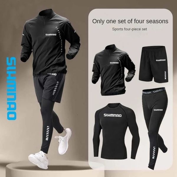 2024 mens summer outdoor fitness suit ice silk quick drying sportswear running and cycling sports four piece set y260610