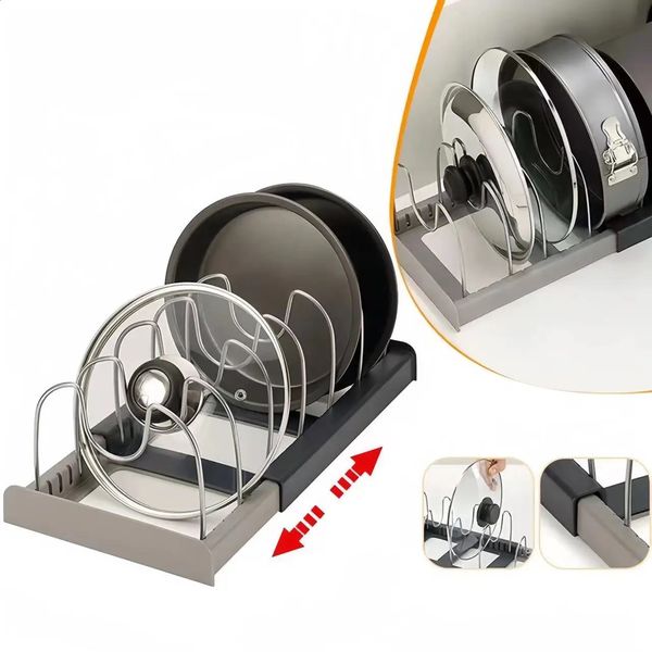 Expandable Kitchen Cabinet Organizer Rack Stainless Steel Storage Shelf for Pots Pans Cutting Boards Cookware 260624