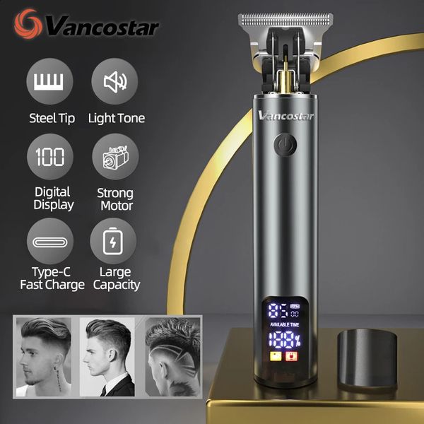 Rechargeable Hair Clipper Electric Cut Machine LCD Metal Trimmer Beard for Men Professional Barber Clippers 260625