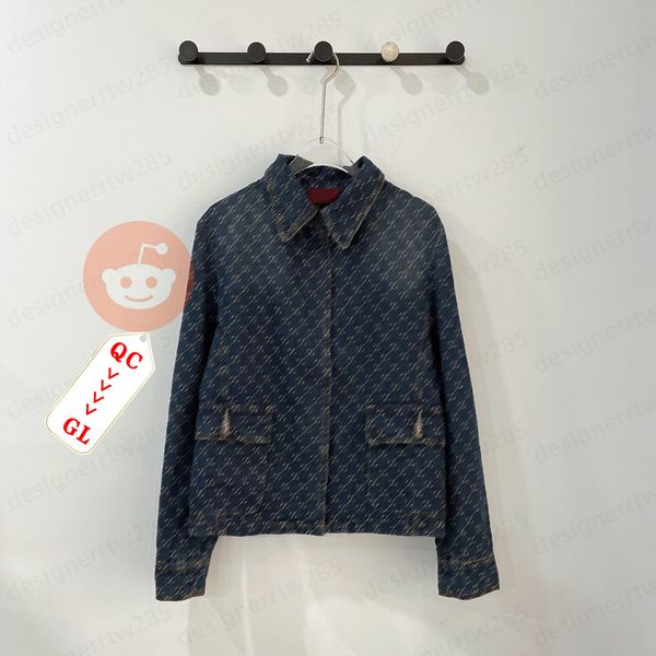 Retro Streetwear Denim Jackets Luxury Brand Logo GG Monogram Jean Coat Women Vi…