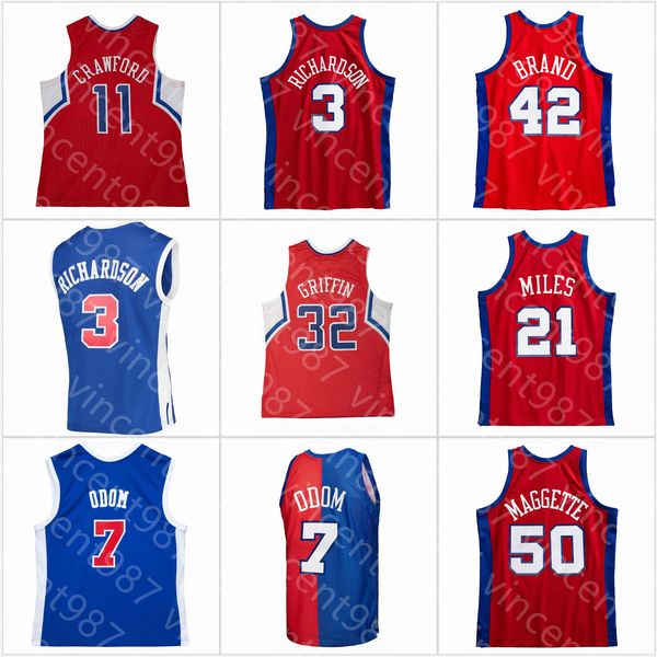 Stitched Retro Basketball Jersey Quentin 3 Richardson Lamar 7 Odom Jamal 11 Crawford Darius 21 Miles Blake 32 Griffin Elton 42 Brand Corey 50 Maggette Vintage